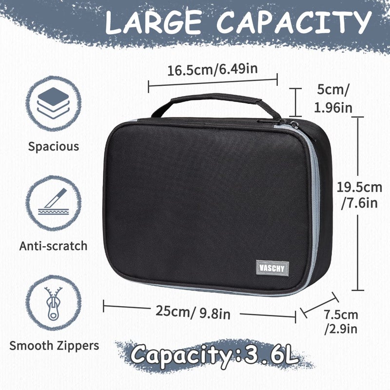 VASCHY Large Pencil Case, Art Color Pencils Pouch with Detachable Layers Multiple Zip Pockets for School Office Stationary Organization Black - Image 2